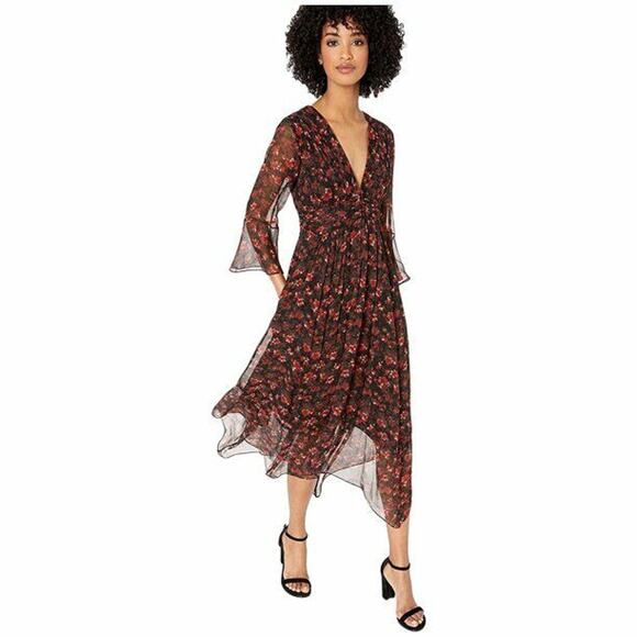 RACHEL ZOE Women's Chiffon CADEN DRESS 100% Silk Lined - Size 0 Floral Multi - Picture 2 of 12